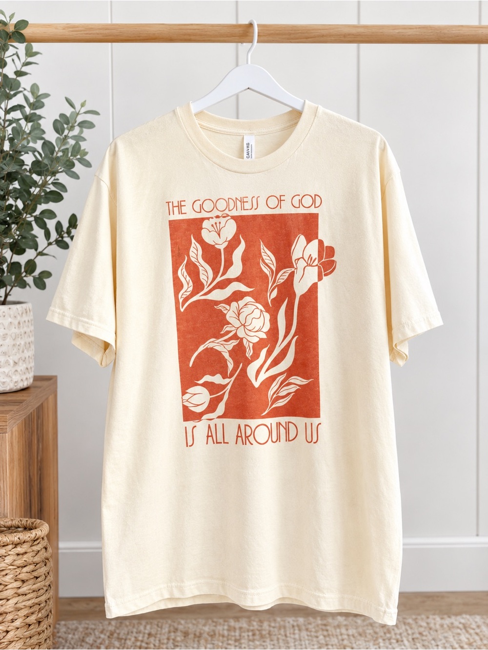 Cream Floral Graphic T-Shirt - The Goodness of God